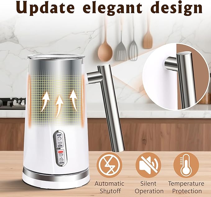 Electric Milk Frother, Milk Frother and Steamer, Automatic 4-in-1 Electric Milk Steamer, Warm and Cold Foam For Coffee,Latte, Cappuccino
