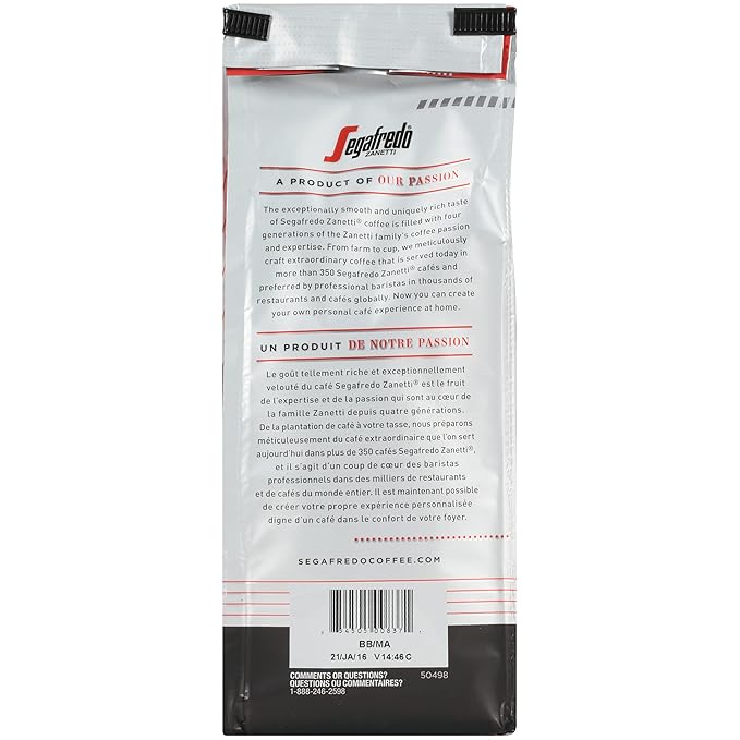 Segafredo Zanetti Ground Coffee – Made with Arabica Coffee – Medium Roast, Aroma of Fresh Berries, Hints of Sweet Floral & Cocoa – Smooth, Medium-Bodied – Crescendo, 10oz Bag