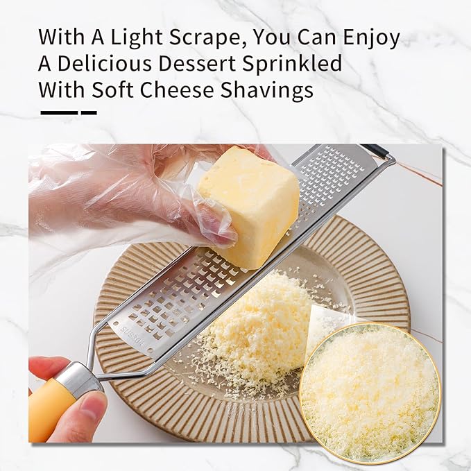 Lemon Zester Tool, Citrus Zester Grater with Handle, Heavy Duty Stainless Steel Fine & Coarse Cheese Grater for Ginger Garlic Chocolate Fruits Vegetables, with Protective Cover