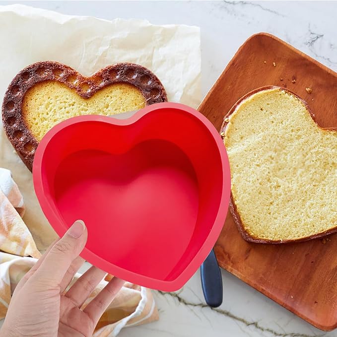 Heart Shaped Cake Pans, 3pcs 6 Inch Silicone Cake Pan for Baking, Heart Molds Silicone Non-Stick Quick Release Suitable, Easy Clean