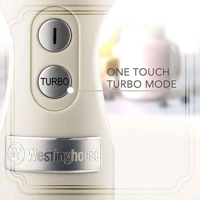 Westinghouse Hand Blender - 5-Speed Immersion Blender with Turbo Function, Stainless Steel Blades & Rod, 500W Power, Detachable Easy Clean Design, Best for Smoothies & Soups - Retro Appliance, White