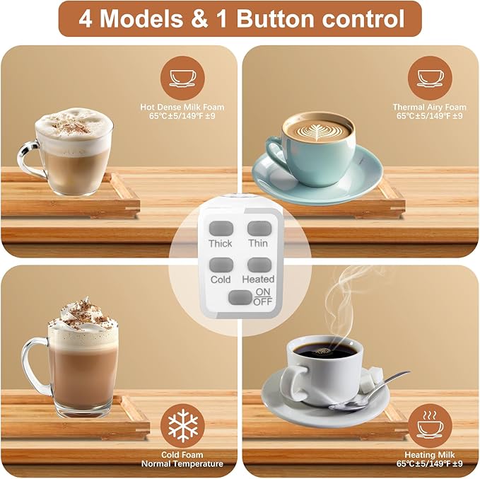 Milk Frother, 4 in 1 Milk Electric Milk Steamer, 500W 11.8oz/350ml Automatic Warm and Cold Foam Maker for Coffee,Latte, Cappuccino, Macchiato, Hot Chocolate, Silent Operation, White