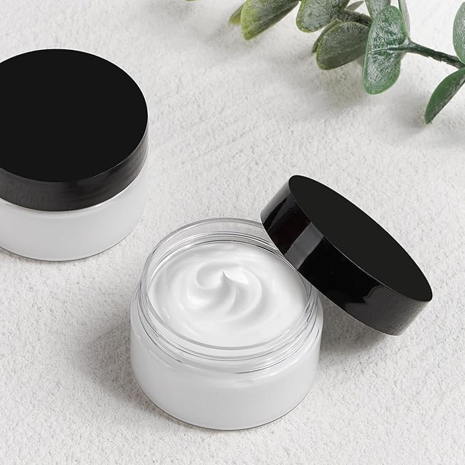 TUZAZO 1 Oz Small Plastic Container Jars with Lids and Labels BPA Free, Empty Round Clear Cosmetic Containers Plastic Slime Jars for Lotion, Cream, Ointments, Samples, Makeup, Travel Storage (12 Pack)