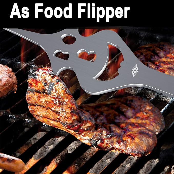 BBQ Grill Accessories for Gas Grill Charcoal Grill, 6 in 1 Grill Tools for Outdoor Barbecue Grill, 14 Inch Grill Utensils, Unique Gill Fork, Dad Gifts, Father's Day Gifts, Gifts for Men, Dad, Husband
