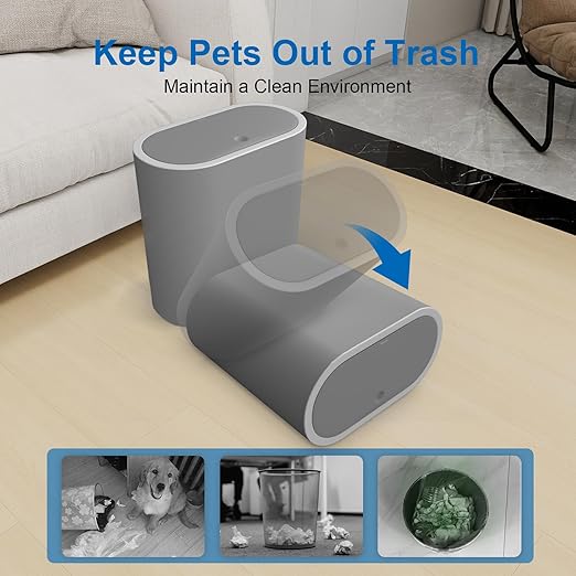 Naisu 15 Liter Rectangular Plastic Trash Can Wastebasket with Press Type Lid,4 Gallon Slim Plastic Trash Bin, Trash Can Waste Bins for Bedroom, Bathroom, Office, Kitche, Powder Room（Grey）