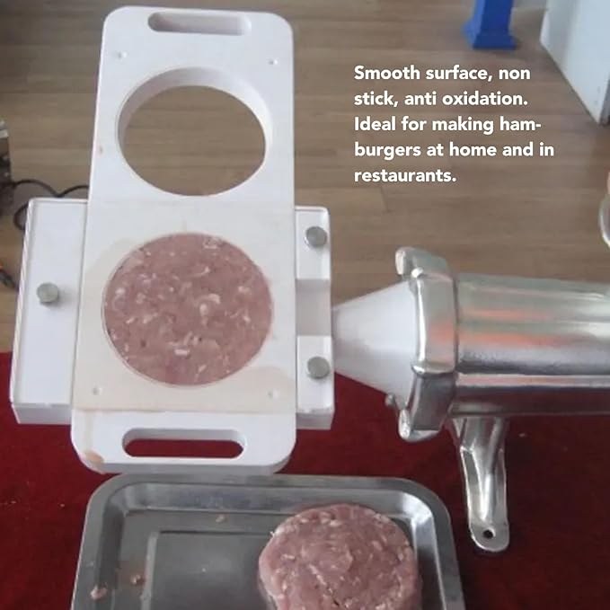 Auto Burger Patty Maker, 2 Holes Non Stick Auto Hamburger Patty Maker with 5 Adapter Tubes, Hamburger Press Patty Maker Hamburger Forming Processor for Sausage Filler, Meat Grinder