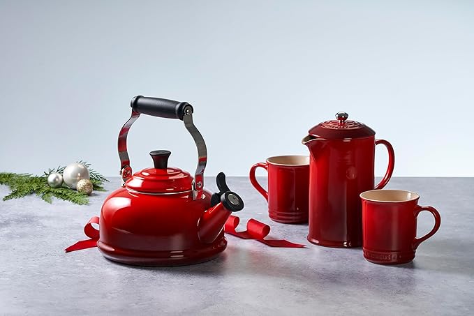 Le Creuset Enamel On Steel Whistling Tea Kettle, 1.7 qt., Cerise