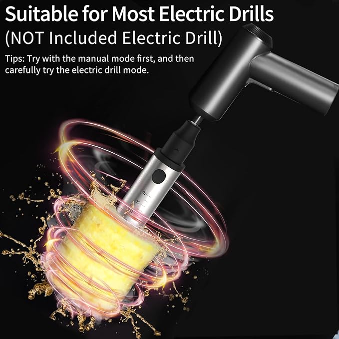 Newness Pineapple Corer Cutter, [Upgraded, Electric & Manual] Stainless Steel Fruit Pineapple Slicer with Electric Drill Accessory [Easier & Faster], Sturdy Pineapple Core Remover Kitchen Tool