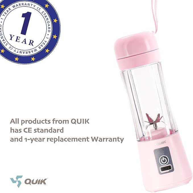 Portable Blender - Cordless 13oz. Personal Blender for Shakes and Smoothies, BPA Free, USB-C Rechargeable, Mini juicer for Travel, Leakproof, Powerful Blending, Juicer Cup, Ice Crush (Pink)