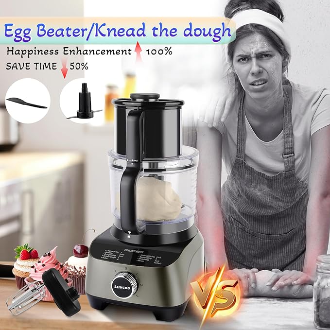14 Cup Blender and Food Processor Combo for kitchen,large food processor for Vegetable Chopper,Blender,meat grinder,Mixing,Mincing,Slicing,Shredding,Purees & Dough Easy Clean for Home Use,600W