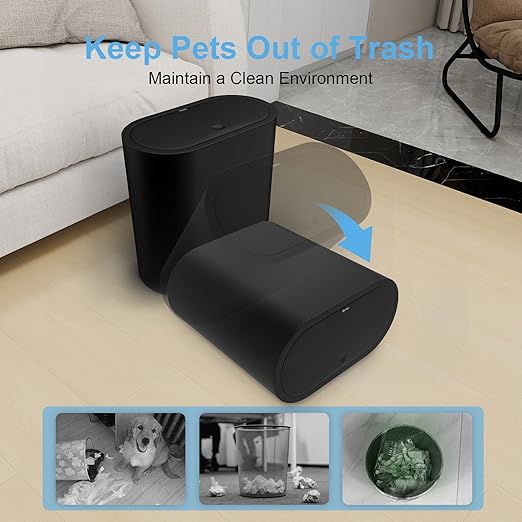 Naisu 3 Pack 15 Liter Rectangular Bathroom Trash Can with Lid, 4 Gallon Slim Plastic Trash Bin, Trash Can Waste Bins for Bedroom, Bathroom, Office, Kitchen, Powder Room
