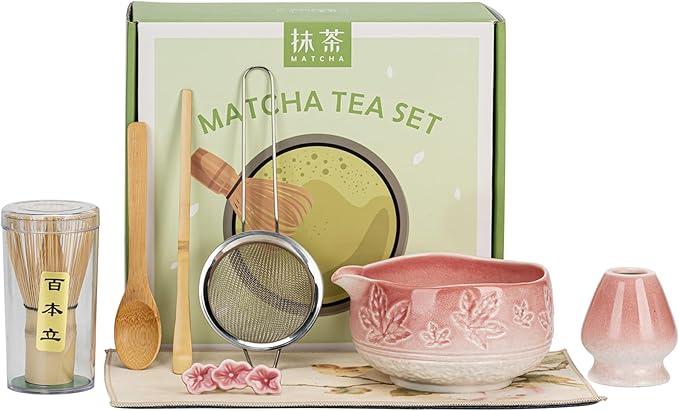 Matcha Whisk Set, 8PCS Matcha Set-20OZ Matcha Bowl With Spout, Matcha Whisk and Holder,Ideal Gift for Christmas, Birthday