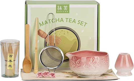 Matcha Whisk Set, 8PCS Matcha Set-20OZ Matcha Bowl With Spout, Matcha Whisk and Holder,Ideal Gift for Christmas, Birthday