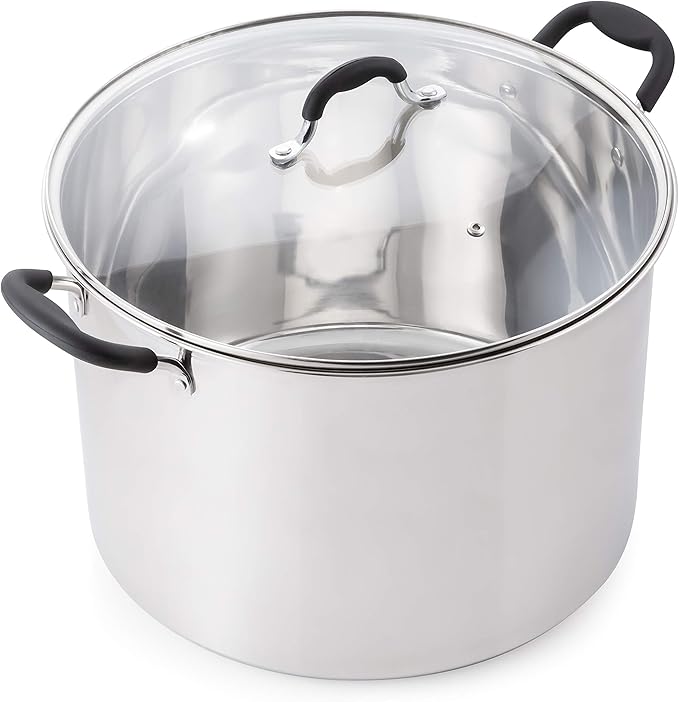 Water Bath Canner 7-Piece Set, Includes Stainless Steel 21.5Qt Induction Capable Canner with Glass Lid, + 1 Stainless Steel Prep-N-Cook Canning Rack, + 1 Jar Wrench, + 1 Bubble Remover, + 1 Lid Lifter
