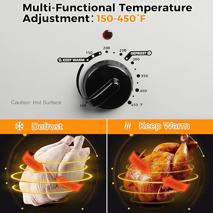 Roaster Oven 22Qt, Multifunctional Electric Roaster Oven for Turkey Meats Bread Soup Sauce, Fast-Cooking Turkey Roaster with Self-Basting Lid, Removable Pan and Rack, Stainless Steel