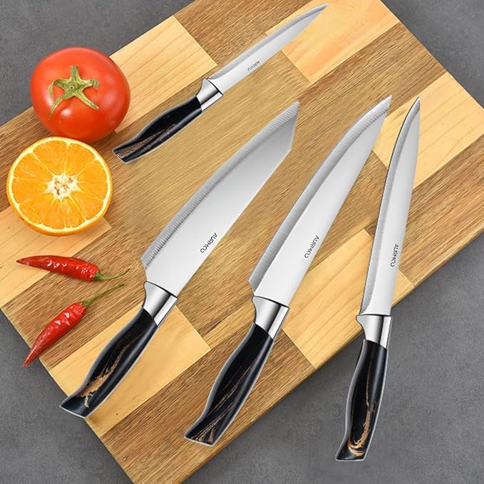 6 Piece Kitchen Knife Set, Stainless Steel Knife Set, Professional Chef Knives Set Sharp Knives for Kitchen, Durable Knives with Ergonomic Plastic Handle