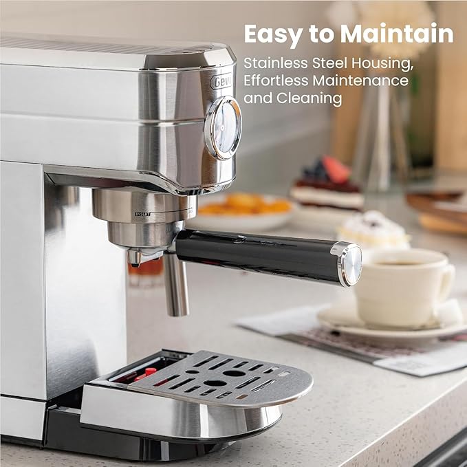 Gevi Espresso Expresso Machine 20 Bar with Auto Milk Frother, Professional Espresso Maker with Steam Wand, Compact Stainless Steel Cappuccino & Latte Machine, Gift for Coffee Lover, Home Baristas