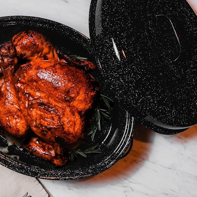 Granite Ware Porcelain Enamel Covered Roaster 20 lb Black