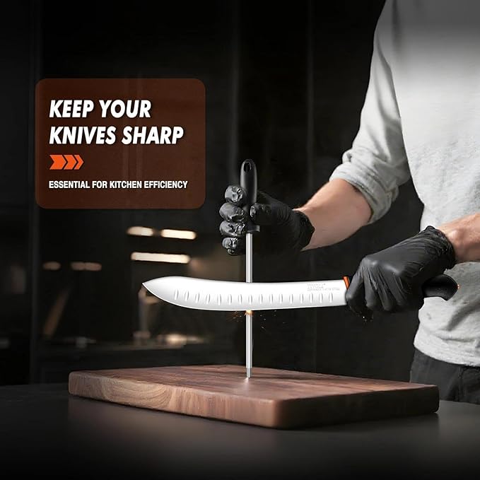 TIVOLI Butcher Knife Set, 6 PCS Professional Bbq Knife Set with Non-Slip Softgrip, German Stainless Steel Blade For Meat Cutting Skinning Boning Trimming, Non-Slip Softgrip & Incl. 7" Sharpener Rod