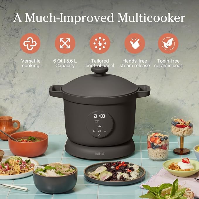 Our Place Dream Cooker | 6-quart Multicooker | 4 Versatile Modes | Pressure Cook, Slow Cook, Sear & Saute, Keep Warm | Hands-Free Steam Release | Tailored Control Panel | Char