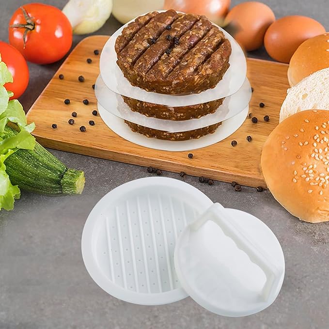 Burger Press Patty Makers, Round Non-stick Stuffed Hamburger Press Accessories Smashed Hamburger Press Patty Burger Meat Sausage Beef Makers Mold Kitchen Gadgets for Grilling (2 Pack, White)