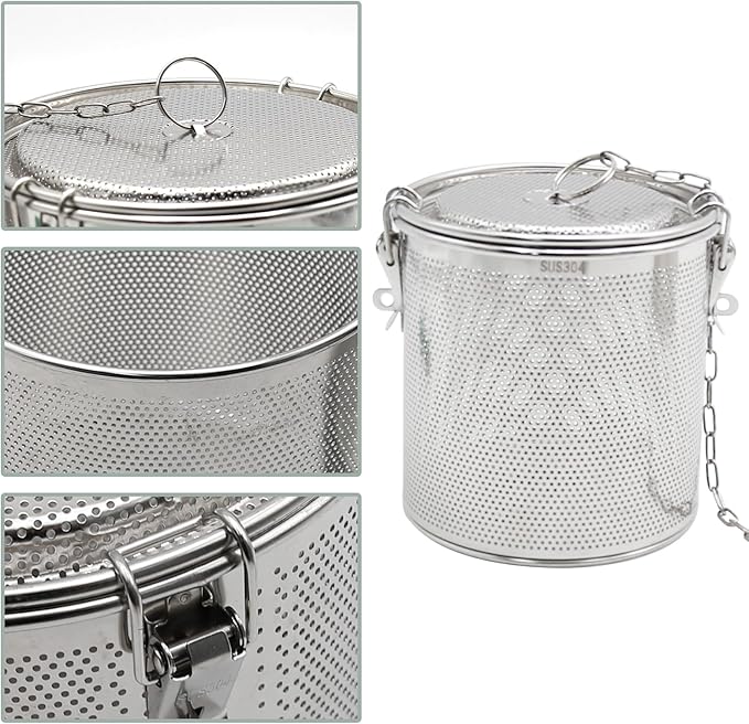 Tea Infuser, Stainless Steel Seasoning Strainer Tea Ball Filter Soup Seasonings Seperation Basket Spice Filter Tea Sieve for Home Restaurant Kitchen (5.11 x 5.7 inch)