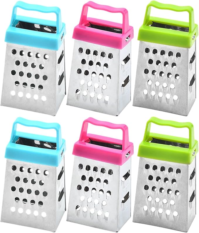 Ciieeo 6pcs Mini Cheese Grater, Stainless Steel Small Box Graters Vegetable Grater Food Shredder Lemon Zester Kitchen Small Graters for Cheese Gingers Potatoes