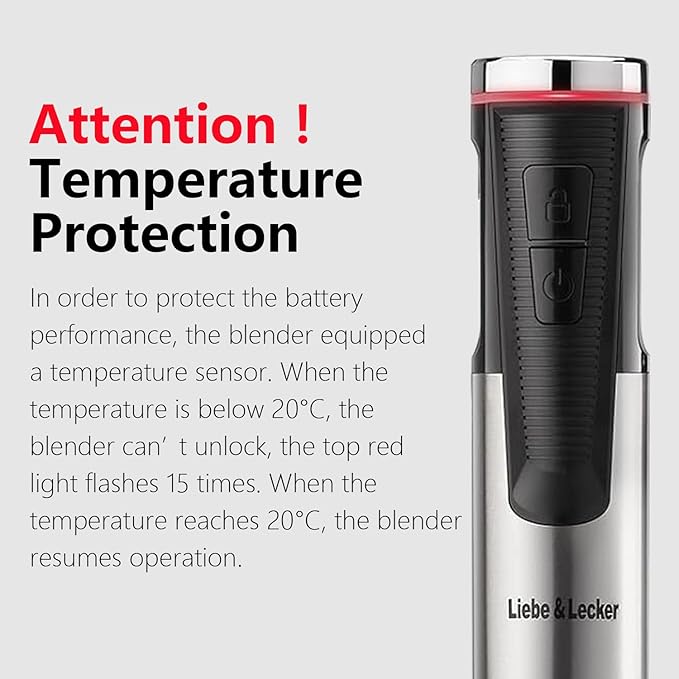 Liebe&Lecker Immersion Blender Handheld Cordless, 3 in 1 Cordless Hand Blender, 8 Speed Cordless Immersion Blender, Wireless Handheld Portable Stick Mixer with Whisk Milk Frother for Soup Smoothie