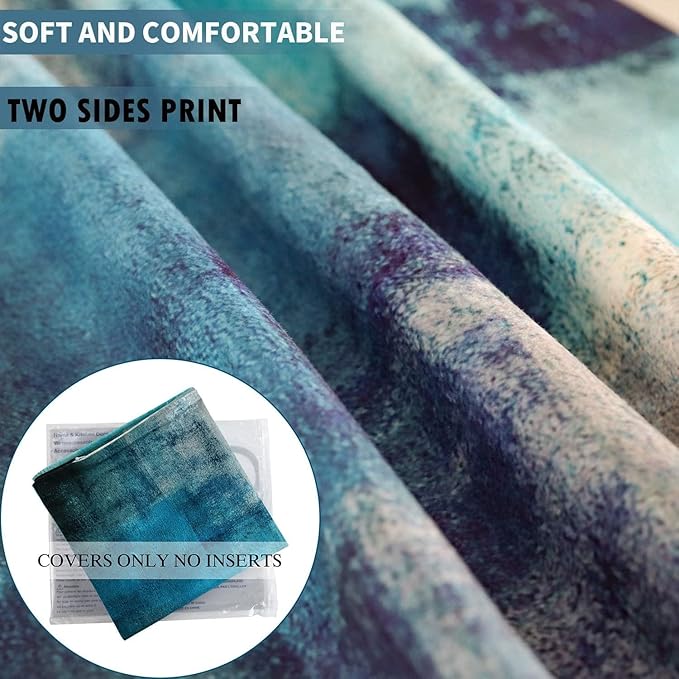 Throw Pillow Covers 20x20 Set of 2 Turquoise and Grey Art Throw Pillow Covers Soft Decorative Couch Pillow Covers for Home Living Room Bedroom