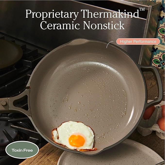 Our Place Mini Always Pan 2.0-8.5” (1.2 Qt) Nonstick, Toxin-Free Ceramic Cookware | Patented 10-in-1 Aluminum Frying & Sauté Pan | Safe for Oven, Induction & All Cooktops up to 450°F | Blue Salt