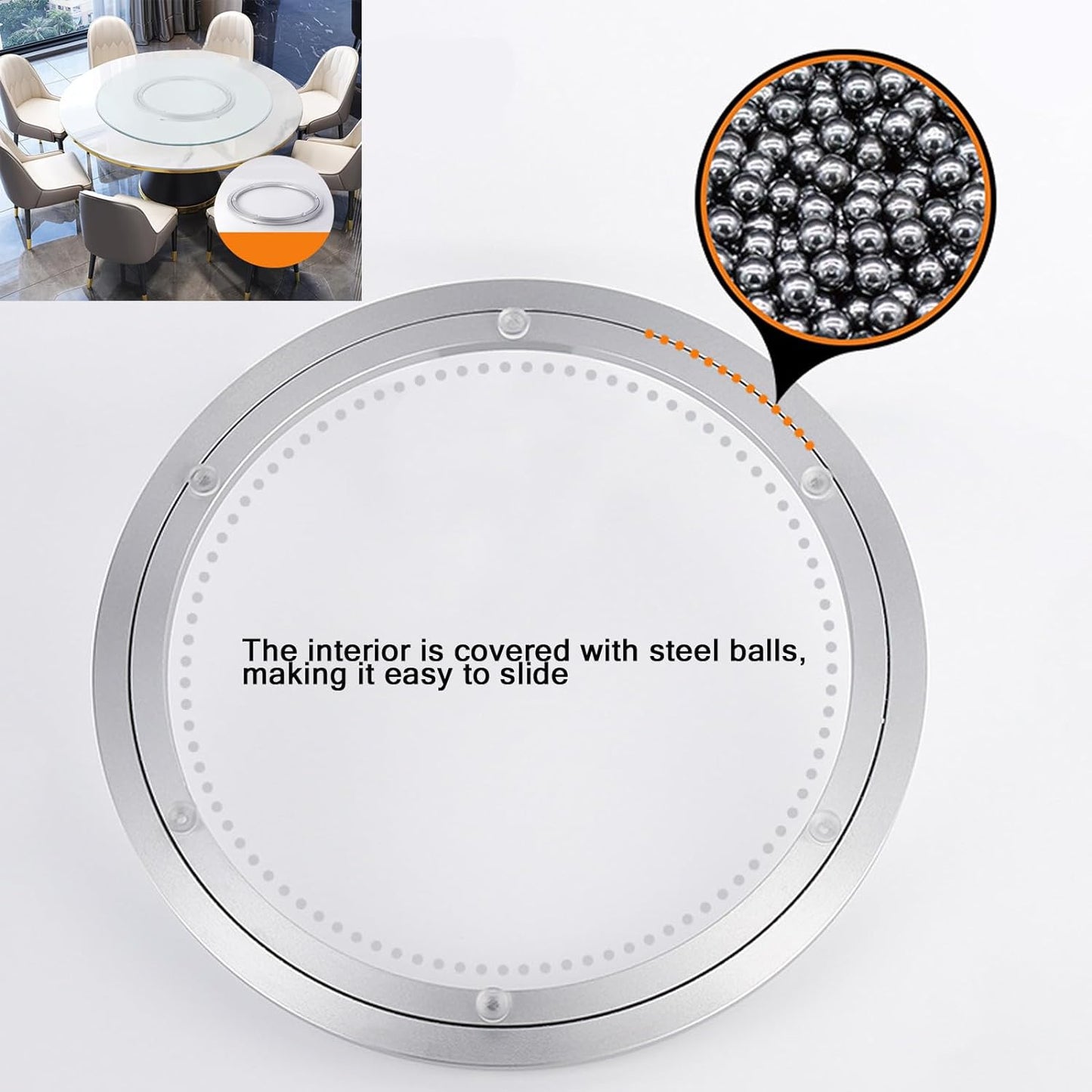 Lazy Susan Metal Heavy Duty Hardware Rotating Turntable Bearings Swivel Plate Bearing Aluminum Metal for Dining-Table and Workbench (12 Inchs) …