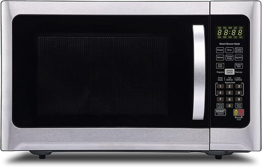 Farberware 1.2 Cu. Ft. Countertop Microwave Oven – 1000 Watts Power, Smart Sensor Auto Cook Settings, Defrost, Easy Clean and Child Safety Lock - Stainless