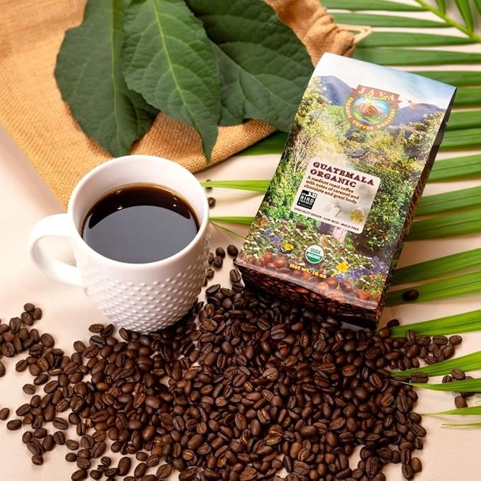 Low Acid Organic Coffee – Whole Bean, Mold-Free & Stomach Friendly by Java Planet, Guatemalan Single Origin Coffee, Medium Roast, Smooth Full Flavored, 5LB Bag