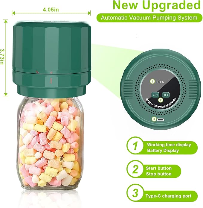 UNIVER M11 Electric Mason Jar Vacuum Sealer Kit - Vacuum Sealer for Wide & Regular Mouth Canning Jars