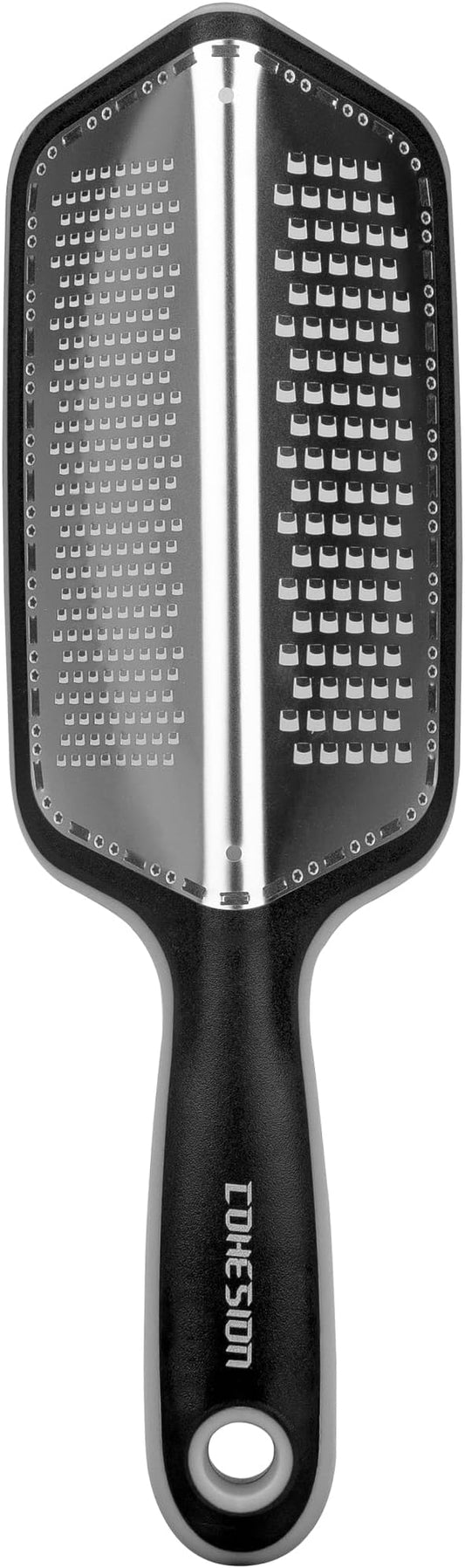 Cohesion Zester Grater Double-sided Graters for Kitchen - Kitchen Lemon Zester Tool for Cheese, Citrus, Garlic, Ginger, Nutmeg, Chocolate, Fruits, Vegetables with Sharp Premium Stainless Steel - Grey