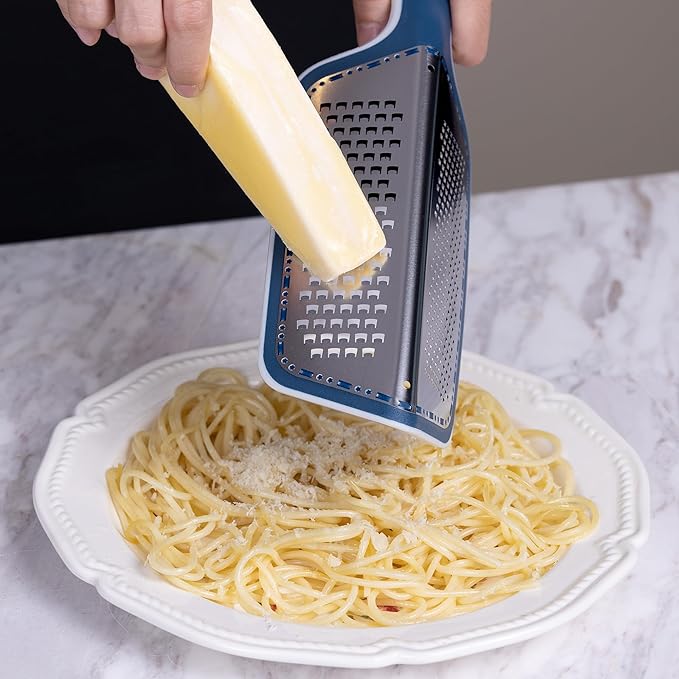 Cohesion Zester Grater Double-sided Graters for Kitchen - Kitchen Lemon Zester Tool for Cheese, Citrus, Garlic, Ginger, Nutmeg, Chocolate, Fruits, Vegetables with Sharp Premium Stainless Steel - Blue