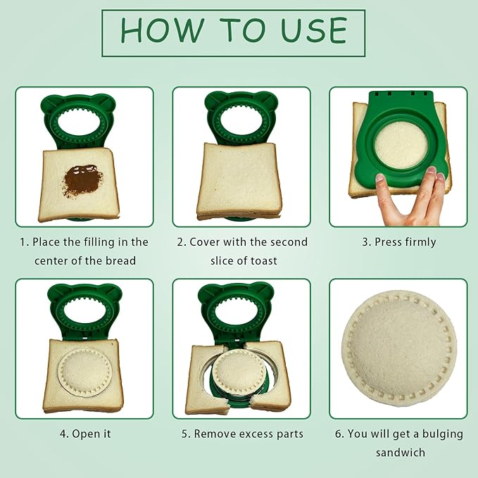 2Pcs Sandwich Cutter and Sealer,Round&Square Uncrustable Sandwich Maker with Seal Edge,Crustless Sandwich Cutter with Brush,Sandwich Sealer for DIY Breakfast Lunch Picnic(Red S+Green R)