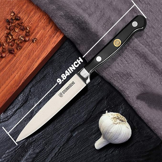 Gioventù Paring Knife 5 inch - Small Kitchen Knife Forged from German Stainless Steel 5Cr15Mov (HRC58), Full Tang, Sharp Paring Knives for Cutting, Peeling, Slicing Fruits and Vegetables