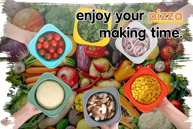 Stackable Silicone Artisan Pizza Dough Proofing Containers with Lids (3 Red)