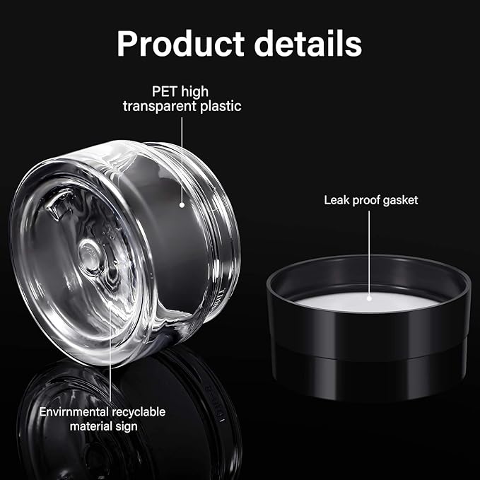 Patelai 4 Pieces Round Wide-mouth Leak Proof Plastic Container Jars with Lids for Travel Storage Makeup Beauty Products Face Creams Oils Salves Ointments DIY Making(4 Ounce,Black)