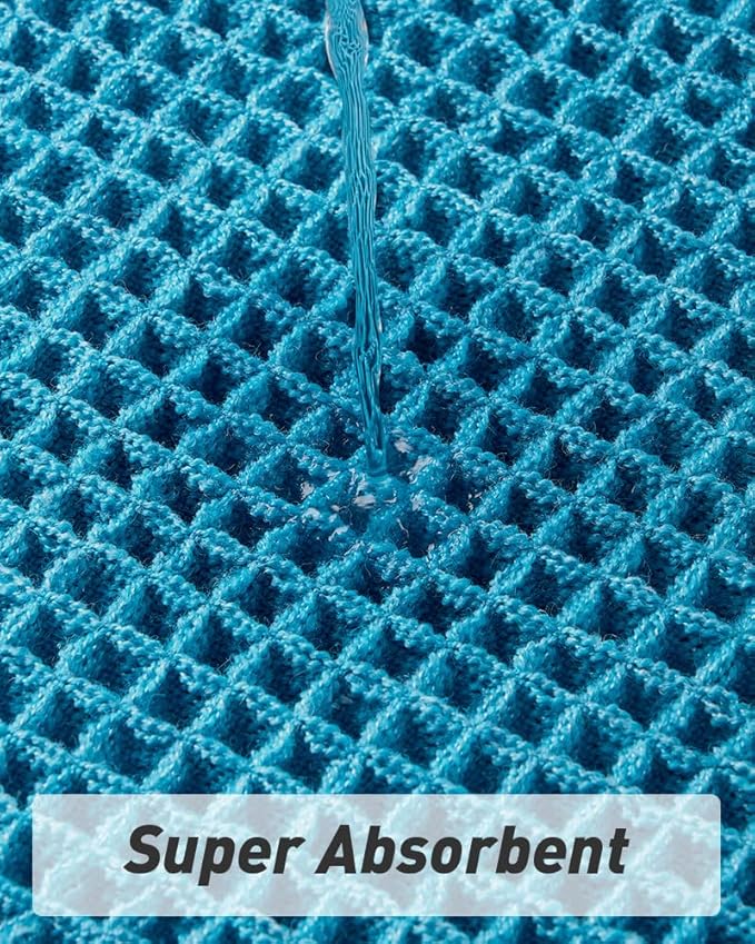 AMOAMI Upgraded Waffle Bath Mat, Super Absorbent Non Slip Bath Mats for Bathroom Floor, Machine Washable Bathroom Rugs with Tassels, Rubber Backed Bathroom Mats, Ultra Soft, 24" x 36", Teal