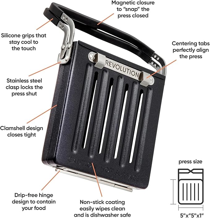 Revolution Toastie Press (Works With All Toasters) Conveniently Toast Delicious Quesadillas, Paninis, and Grilled Cheese in Your Toaster