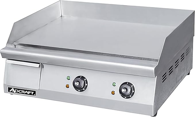 Adcraft 24" Countertop Electric Griddle with Thermostatic Controls and Heavy Duty with Temperatures ranging from 120-570 Degrees, NSF Certified, 220V, 24-inch, Stainless Steel