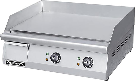 Adcraft 24" Countertop Electric Griddle with Thermostatic Controls and Heavy Duty with Temperatures ranging from 120-570 Degrees, NSF Certified, 220V, 24-inch, Stainless Steel