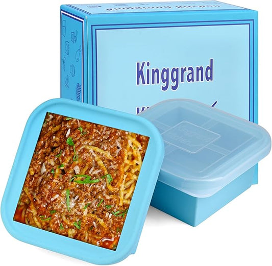 2 Cup Silicone Freezer Trays with Lid 2 Pack Silicone Freezer Molds Make 2 Perfect Soups, Broths, Stews, Sauces, Curries