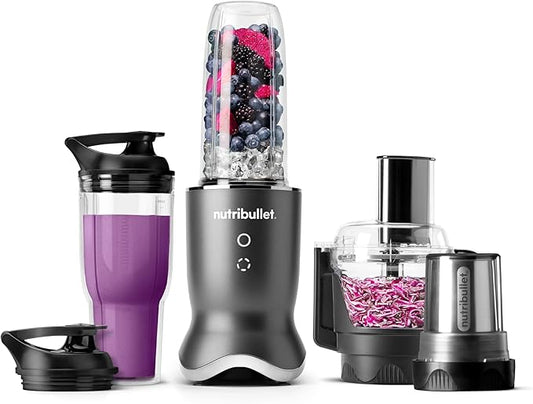 nutribullet® Ultra Plus+ 3-1 Compact Kitchen System, 1200W Kitchen System with Blender, Food Processor, and Coffee and Spice Grinder, 32oz and 24oz Blending Cups, 2-Cup Food Processor, Gunmetal Gray