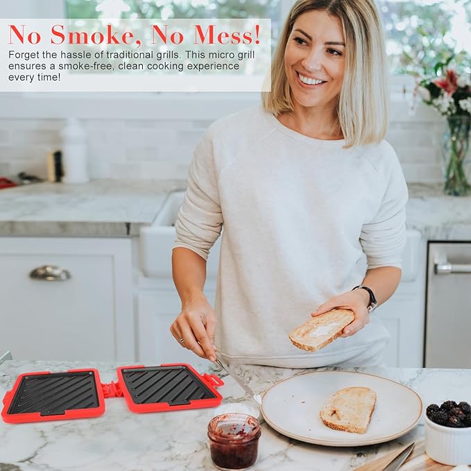 Microwave Toastie Sandwich Maker, Sandwich Maker, Panini Maker, Versatile Small Toaster, Easy to Clean and Store, Perfect for Cooking Breakfast, Grilled Cheese, Snacks(Red)