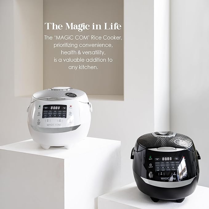 MAGiC COM Rice Cooker, 20 Cup(Cooked) 10 Cup(Uncooked) One Touch Healthy Cooking with 15 Menu Modes, Nonstick Inner Pot, Steamer Basket, Auto Clean, 24 Hour Delay Timer and Auto Keep Warm(White)