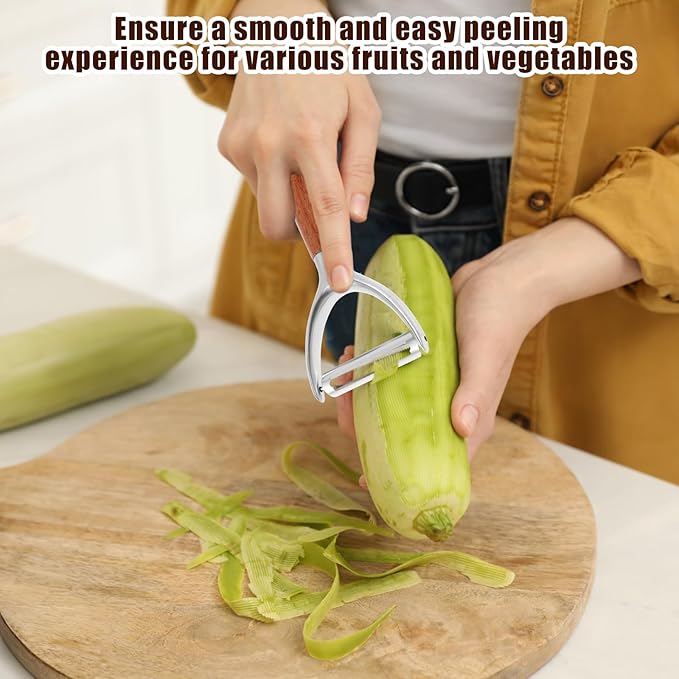 1Pcs Y Style Stainless Steel Vegetable Peeler for Fruit Veggie Heat Resistant Incisive Cucumber Peeler With Solid Wood Handle for Home Kitchen Use