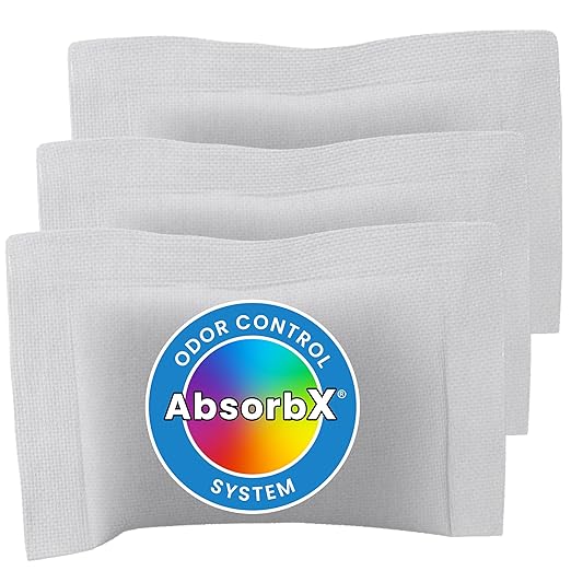 iTouchless Official AbsorbX 3-Pack Trash Can Odor Filters Activated All Natural Charcoal Air Freshener Deodorizer Absorber Stops Garbage Smells for 8 Gallon & Larger Garbage Bins with Compartment